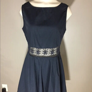 AX Paris Navy Dress with Lace Waist size 12